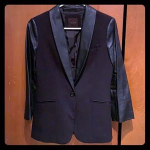 Black blazer with faux leather details